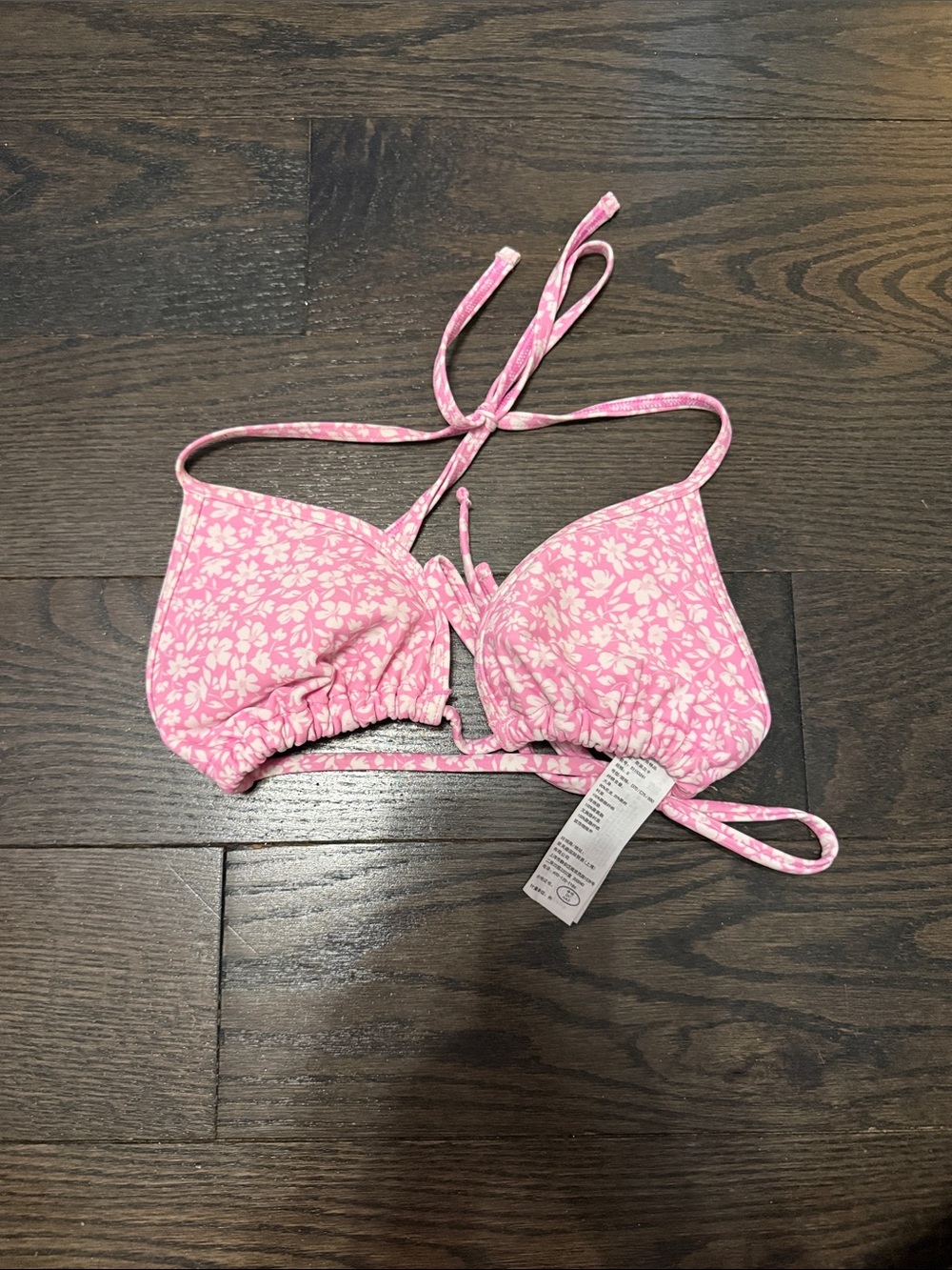 Hollister Pink Floral Triangle Bikini Top